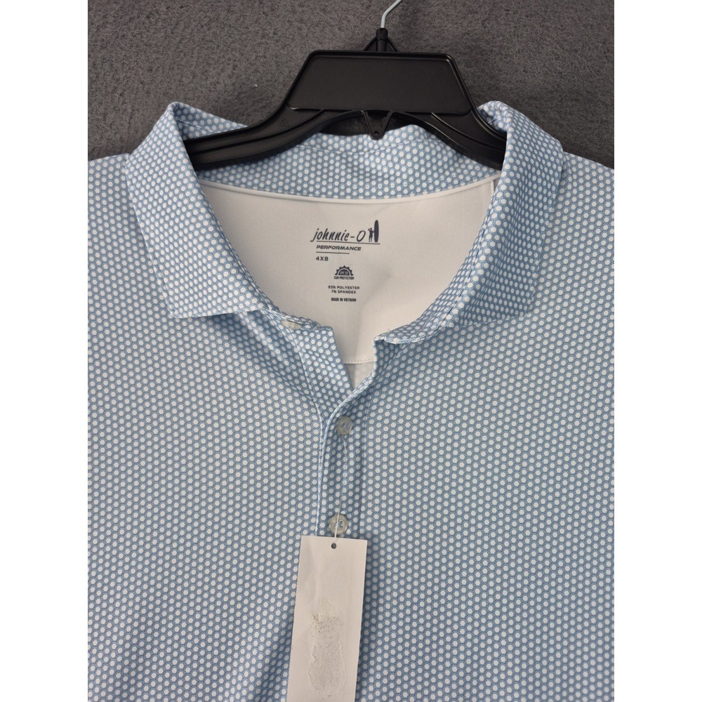 Johnnie O Golf Performance Geometric Print Polo Shirt Short Slv 4XB UPF 50 $118